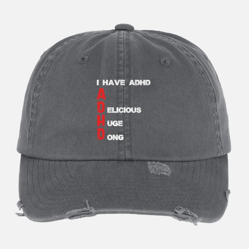 ADHD Lettering Vertical Accents Flexfit Vintage Destroyed Cap