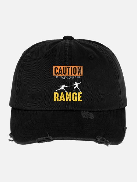 Attention Range Fencing Meme - Flexfit Vintage Destroyed Cap - black - Front