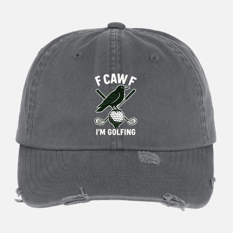 F Caw F Je joue au golf Drôle de conception de golf Casquette vintage effet usé Flexfit