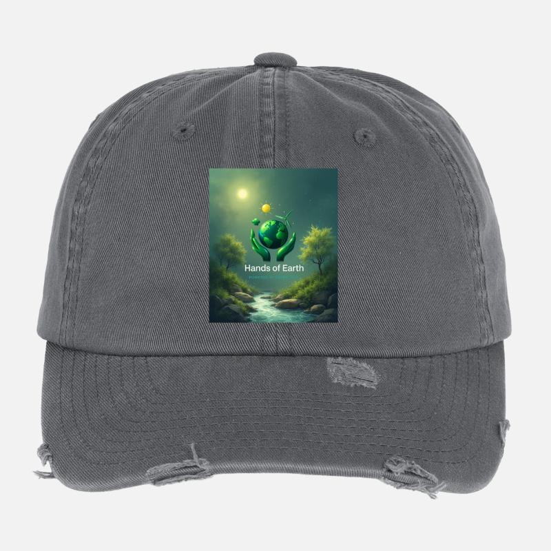 La Terre entre des mains vertes Casquette vintage effet usé Flexfit