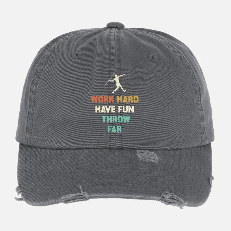 Work Hard, Throw Far Motif Casquette vintage effet usé Flexfit