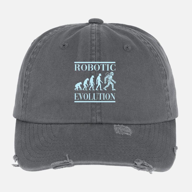Roboter Evolution Fortschritt Mensch Zukunft Flexfit Vintage Destroyed Cap