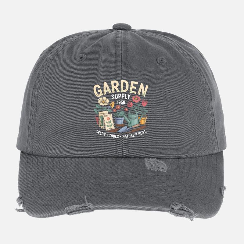 Publicité de jardin vintage Casquette vintage effet usé Flexfit