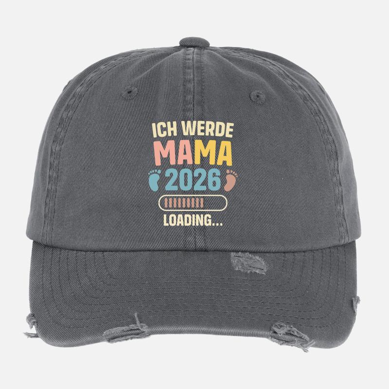 Ich Werde Mama 2026 Loading Schwangerschaft Mutter Flexfit Vintage Destroyed Cap