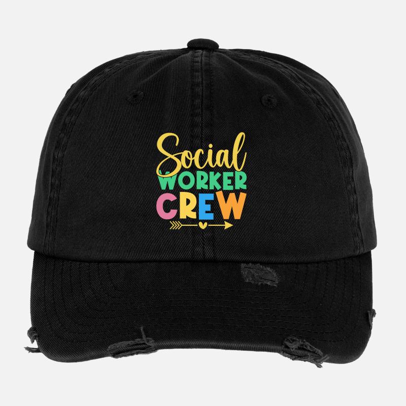 Social Worker Quota Crew Social Work Flexfit Vintage Destroyed Cap