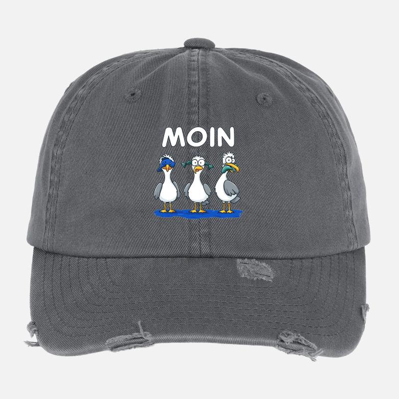 MOIN Trio Möwen Glitter Cartoon Flexfit Vintage Destroyed Cap