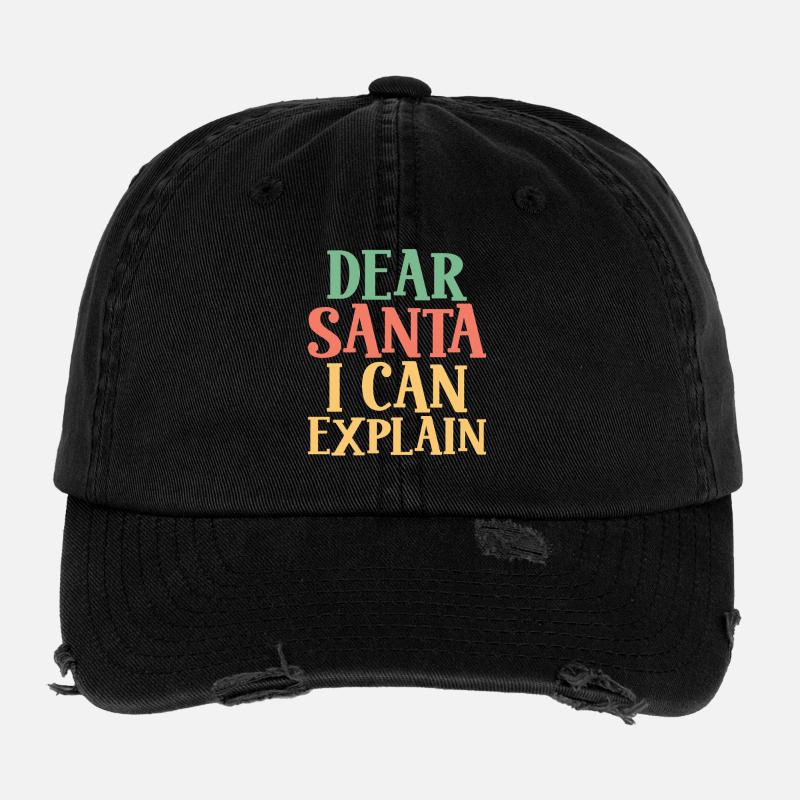 Dear Santa, I Can Explain - Christmas Humor Flexfit Vintage Destroyed Cap