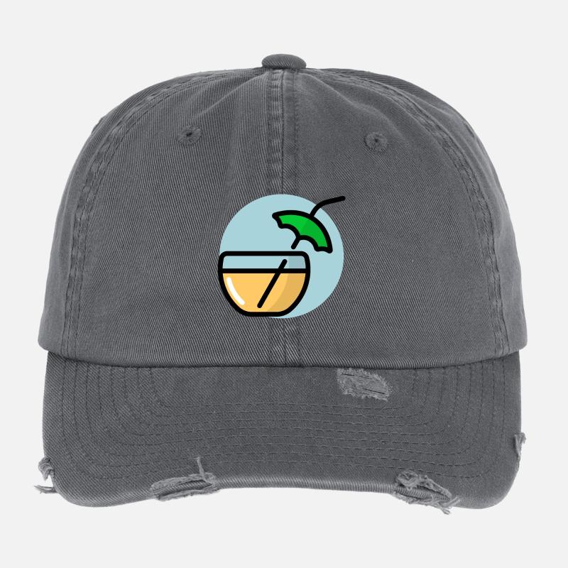 Sommerlicher Cocktail mit Sonnenschirm Flexfit Vintage Destroyed Cap