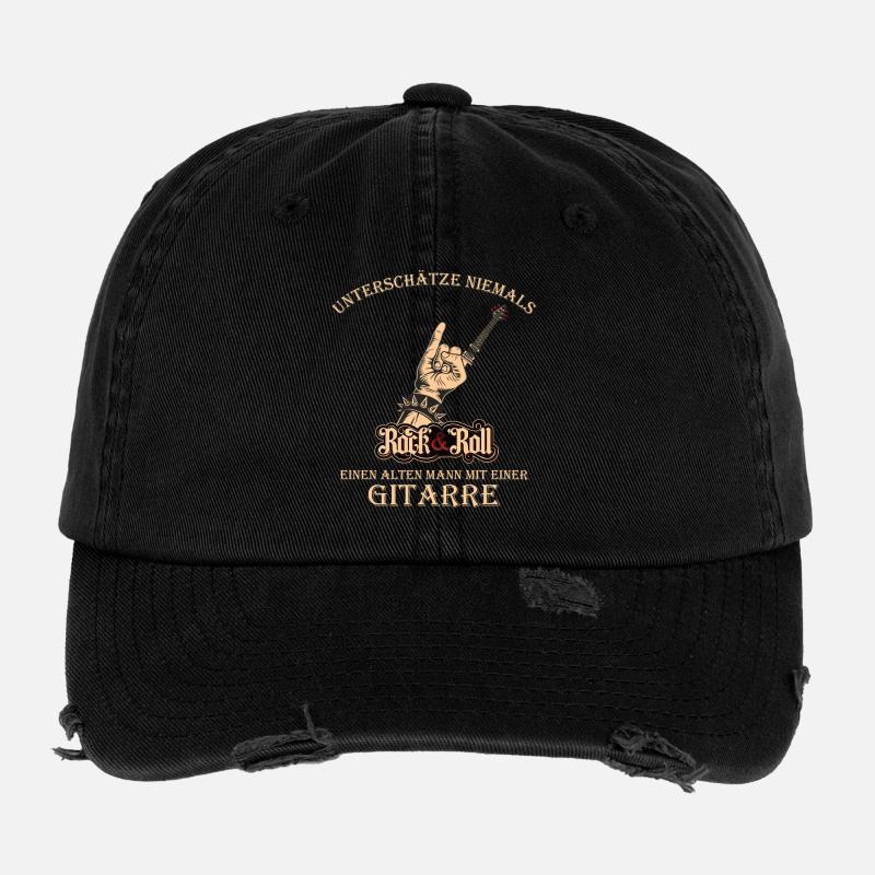 Gitarre, Gitarrenspieler - Rocker Geschenk Flexfit Vintage Destroyed Cap