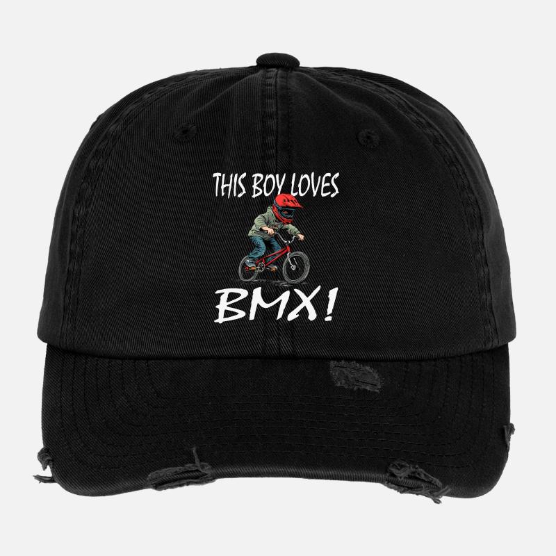 Ce gamin adore le BMX - Casquette vintage effet usé Flexfit - noir