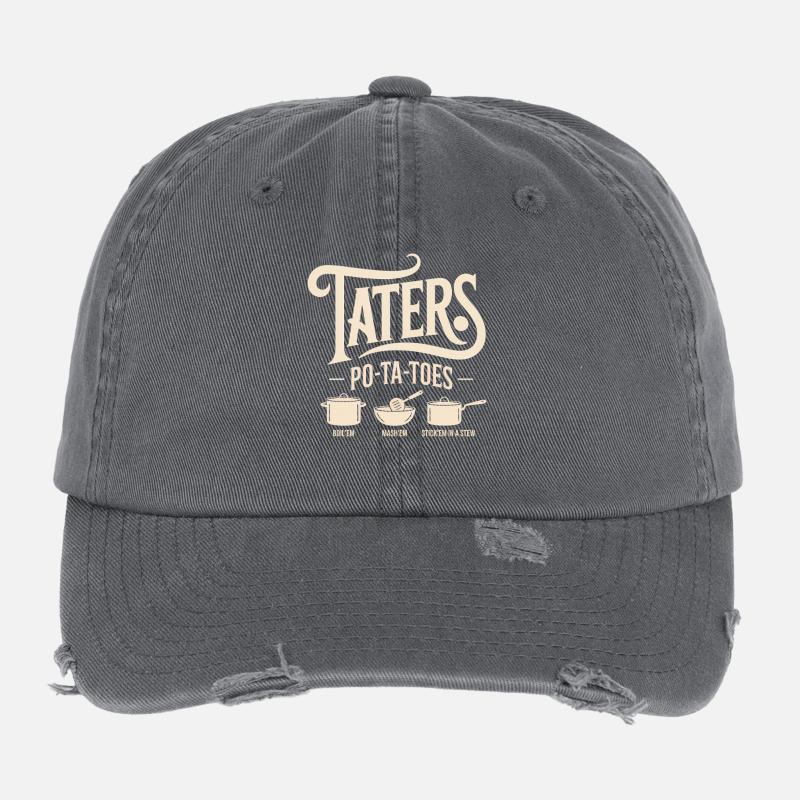 Taters Over Haters Taters Pomme de terre Casquette vintage effet usé Flexfit