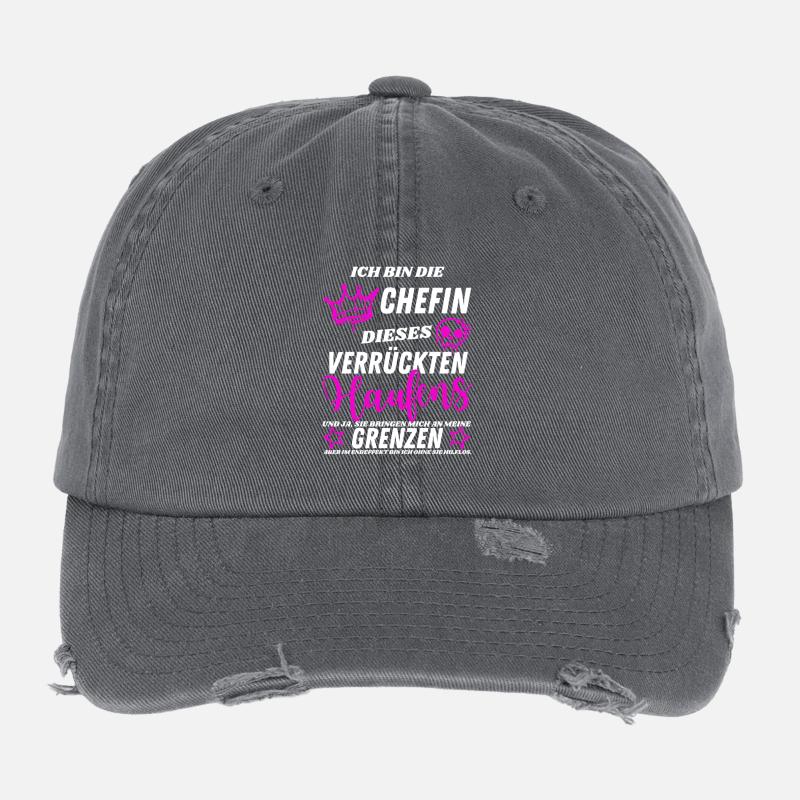 Chefin dieses Verrückten Haufens - Geschenkidee Flexfit Vintage Destroyed Cap