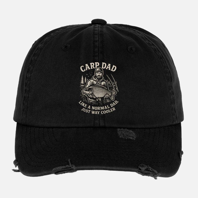 Carp Dad: Cooler Than Normal Dads Flexfit Vintage Destroyed Cap