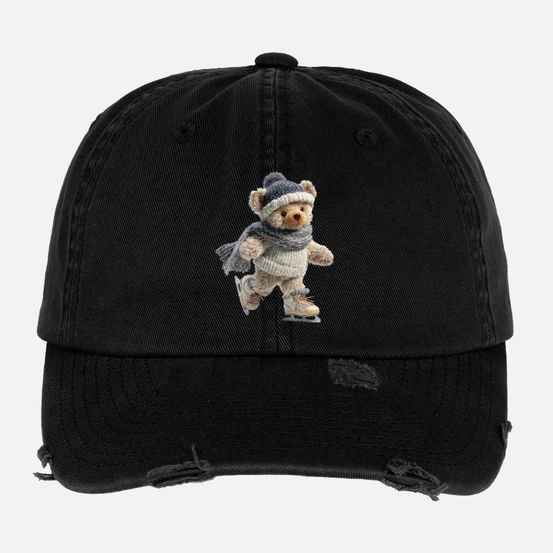 Teddy patiné sur glace avec écharpe et chapeau Casquette vintage effet usé Flexfit
