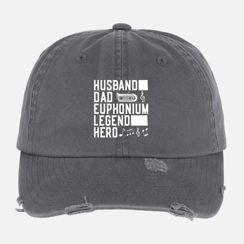Bariton Player Husband Dad Legend Hero Euphonium Flexfit Vintage Destroyed Cap