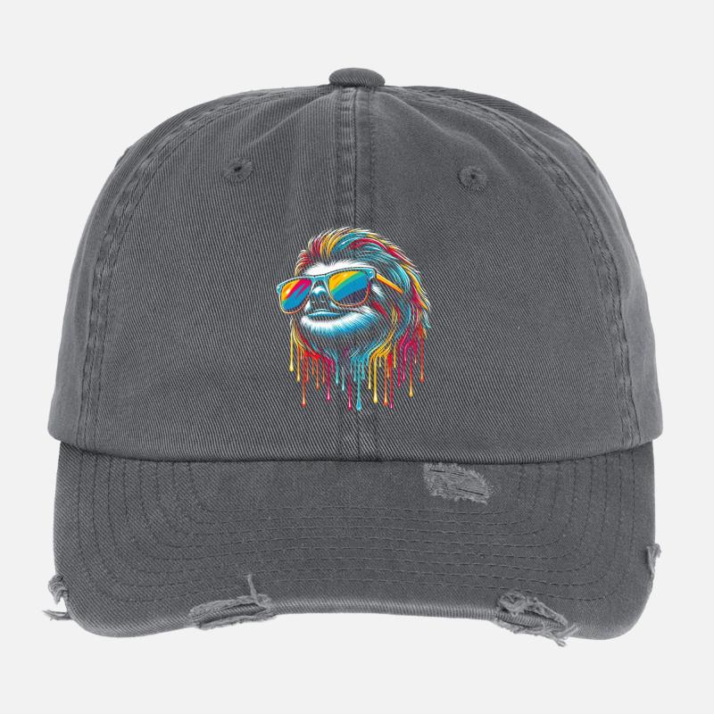 Sloth Sloth Art Lazy Sloth Fan Flexfit Vintage Destroyed Cap