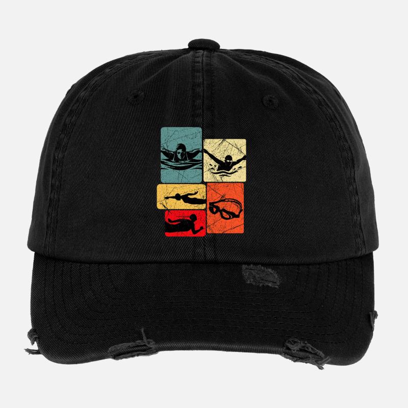 Motif de silhouettes de chars vintage Casquette vintage effet usé Flexfit
