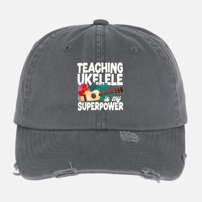 Hawaiian Ukulele Uke Teaching Flexfit Vintage Destroyed Cap