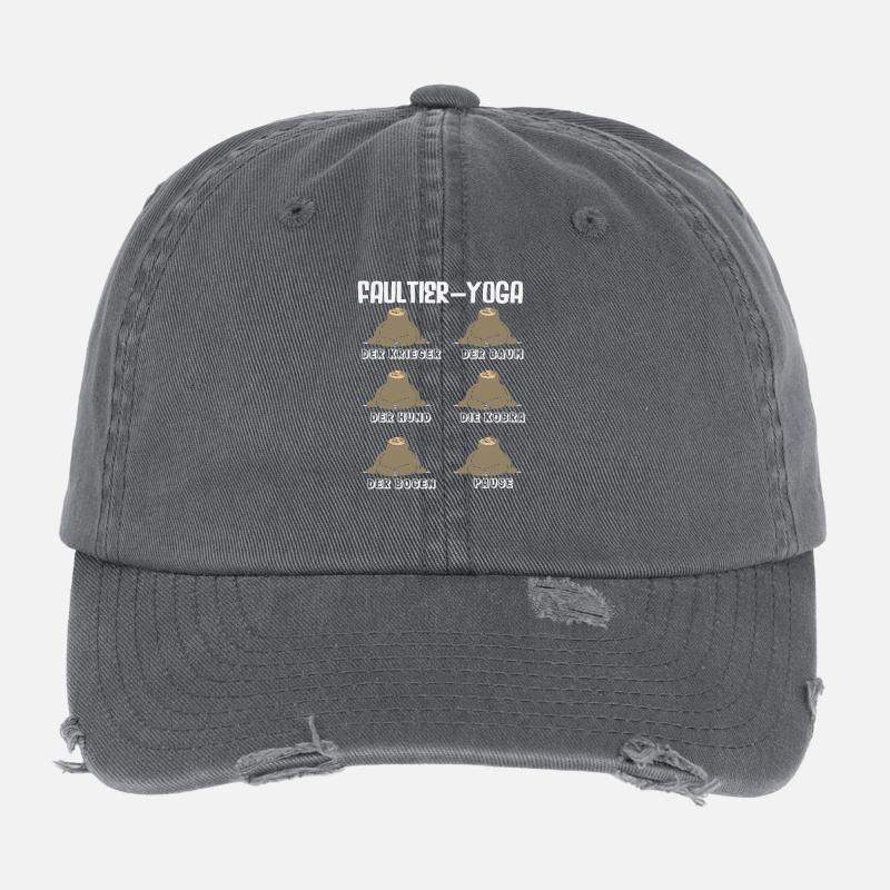 Sloth Yoga Routine Sports Gift Flexfit Vintage Destroyed Cap