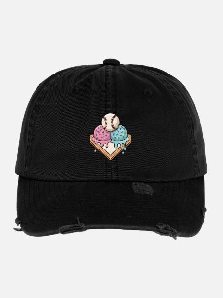 Baseball Eiscreme Streusel Auf Home Plate - Flexfit Vintage Destroyed Cap - black - Front