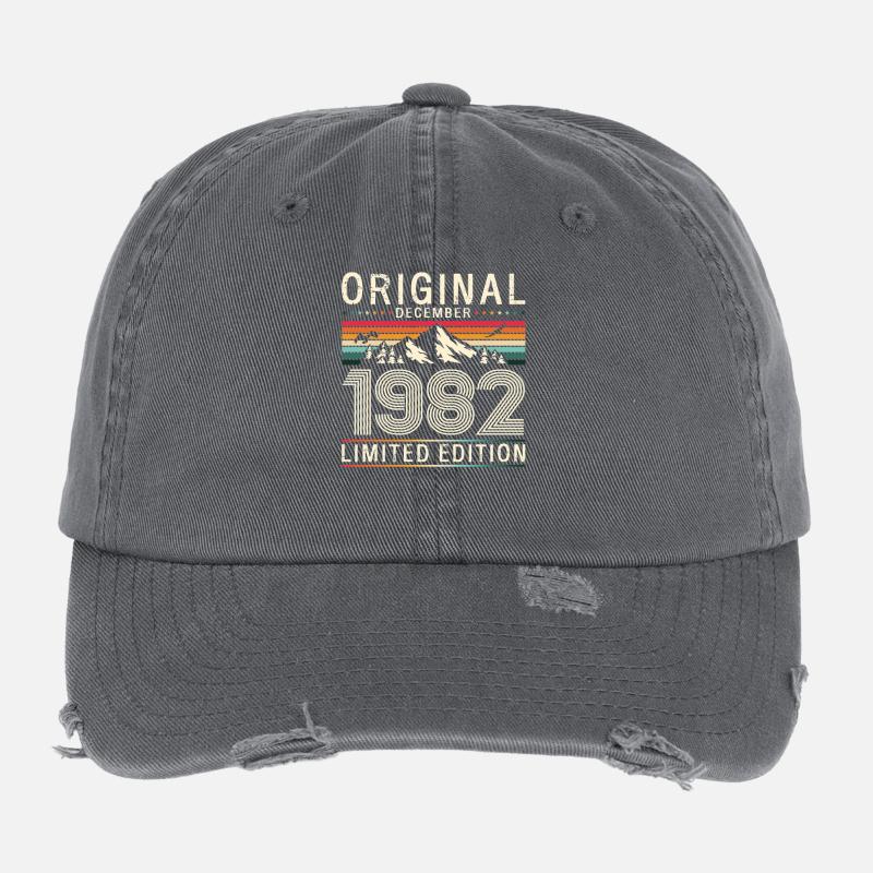 44e anniversaire Original Décembre Né en 1982 Casquette vintage effet usé Flexfit