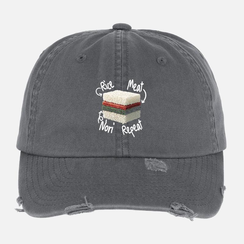 Musubi Rice Meat Nori Repeat Flexfit Vintage Destroyed Cap