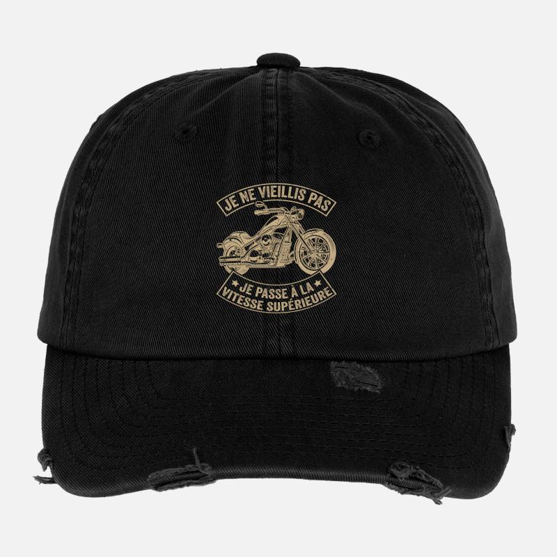 Lustiger Motorradfahrer, ich gehe einen Gang höher Flexfit Vintage Destroyed Cap