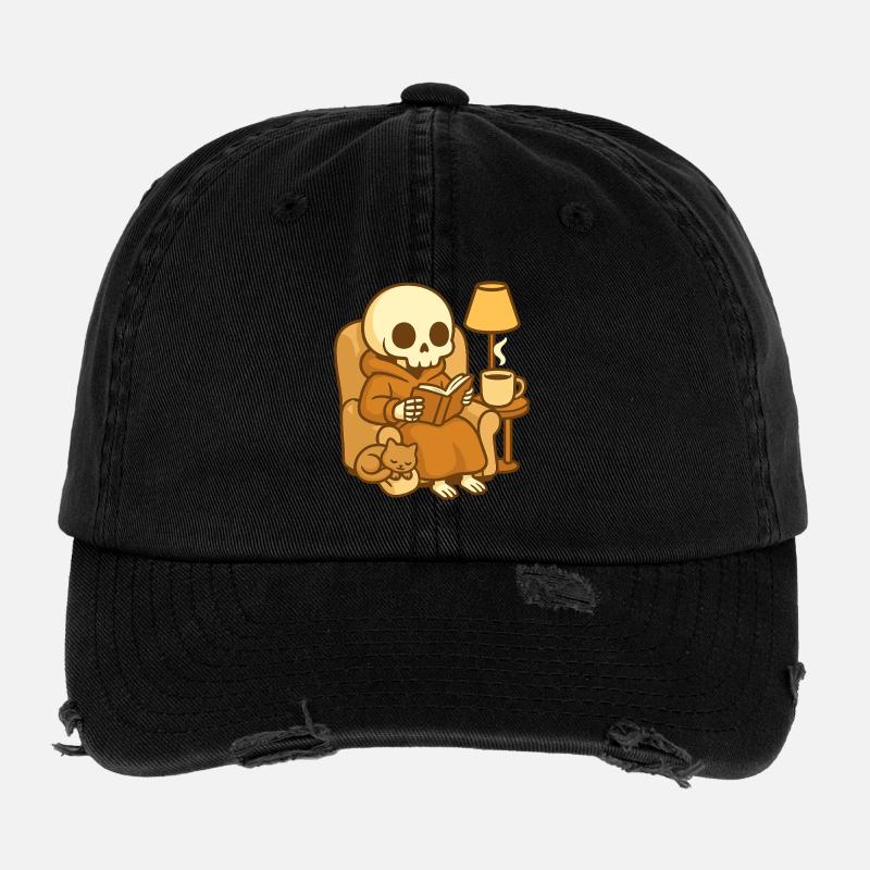 Reading Skeleton – Cozy Reading Flexfit Vintage Destroyed Cap