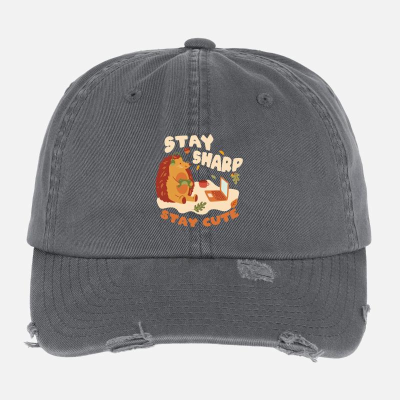 Igel Tag Hedgehog Day Stay Sharp Stay Cute Flexfit Vintage Destroyed Cap
