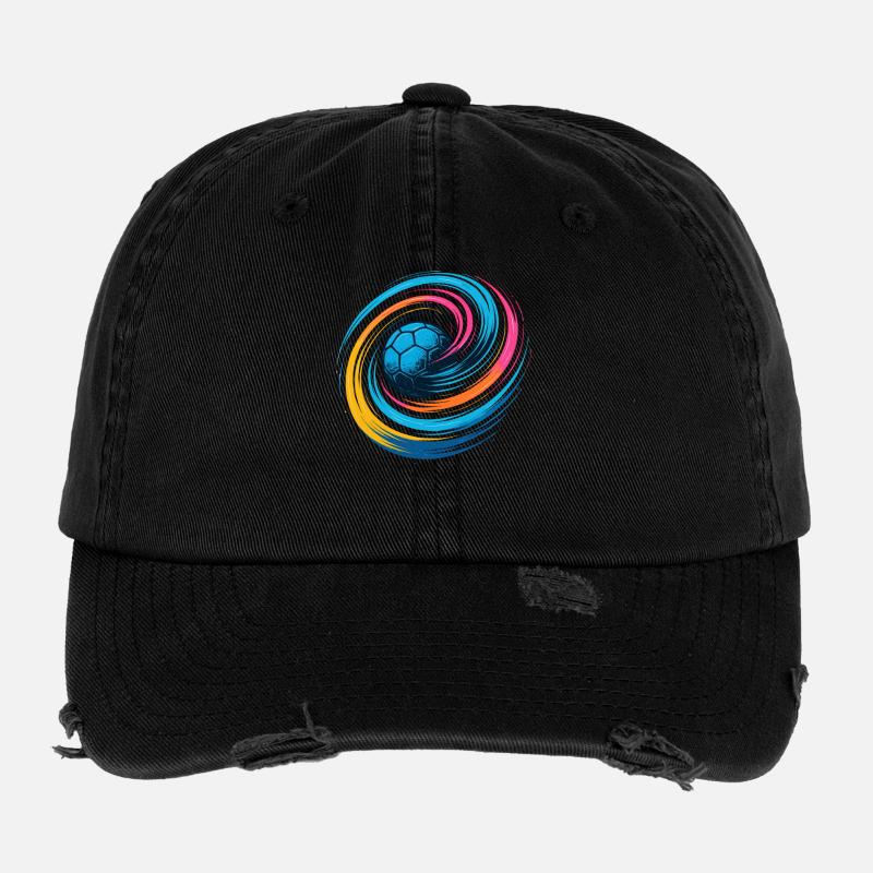 Handball Neon Ball, bunter Wirbelwurf, Dynamik Flexfit Vintage Destroyed Cap
