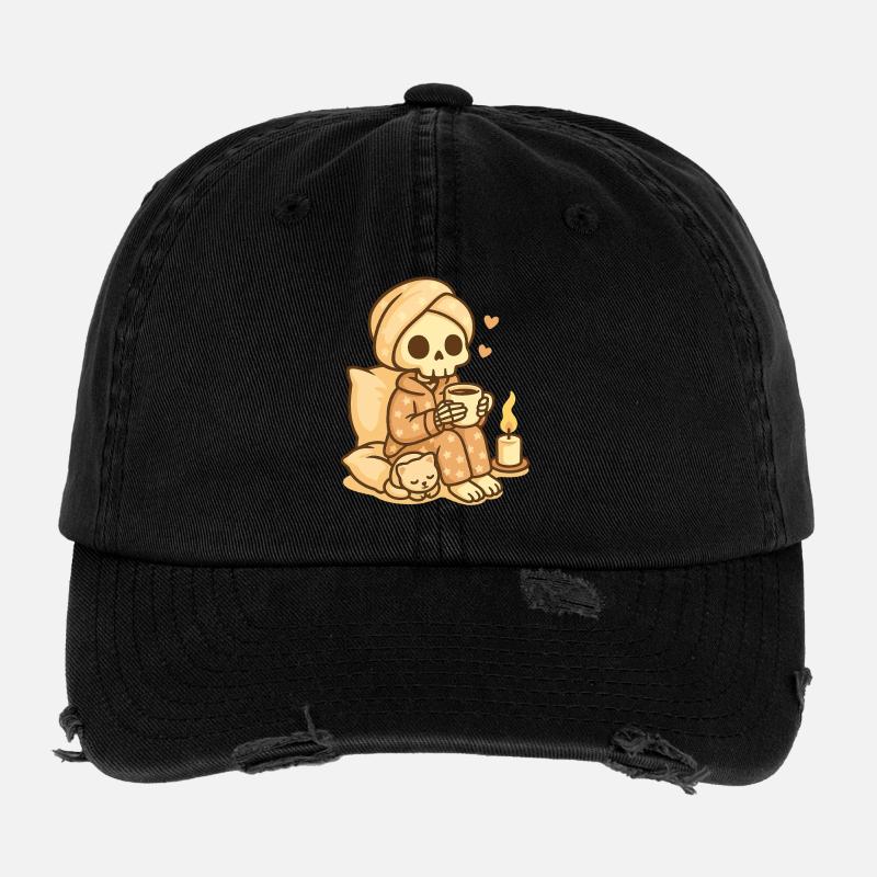 Cozy Pajama Skeleton – Warm & Cute Flexfit Vintage Destroyed Cap