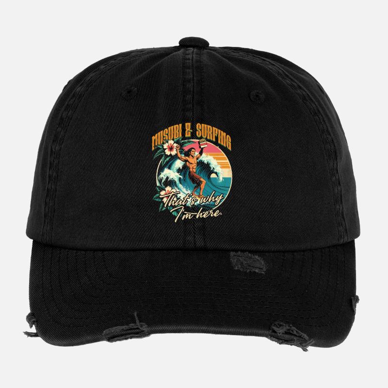 Musubi & Surf C’est pour ça que je suis là Casquette vintage effet usé Flexfit