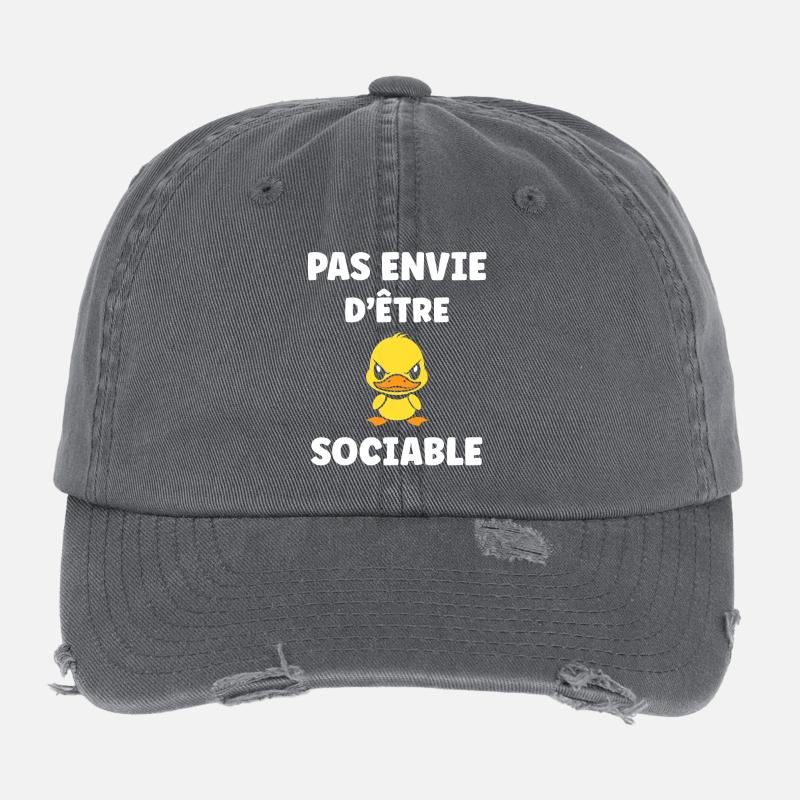Pas envie d'être sociable Canard Casquette vintage effet usé Flexfit