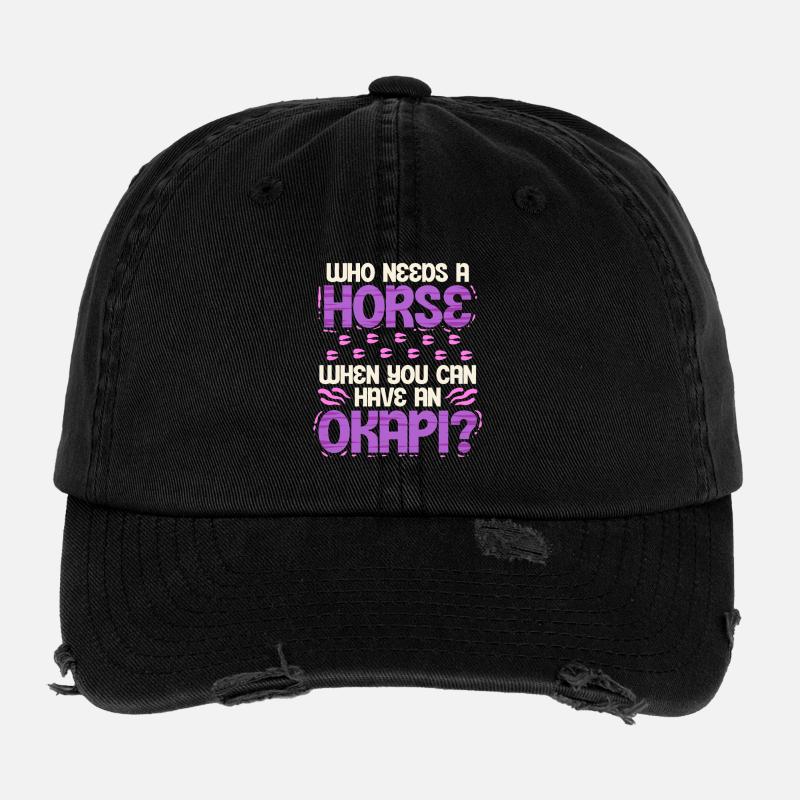 Okapi Tier Who Needs A Horse? - Flexfit Vintage Destroyed Cap - black