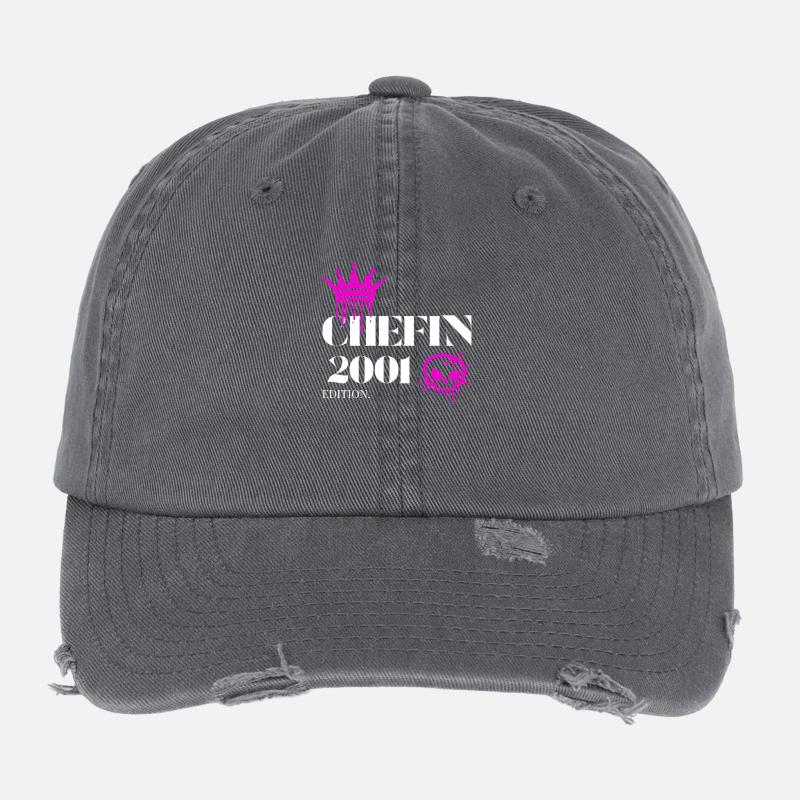 Chefin Edition 2001 24 Geburtstag Spruch Flexfit Vintage Destroyed Cap