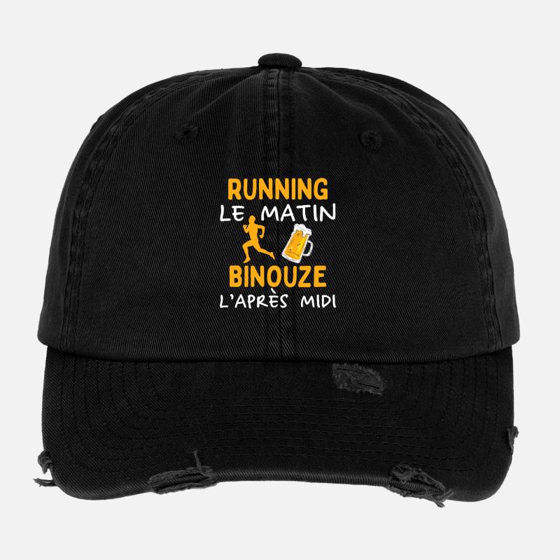 Running Le Matin Bière Après Midi Humour Course Casquette vintage effet usé Flexfit