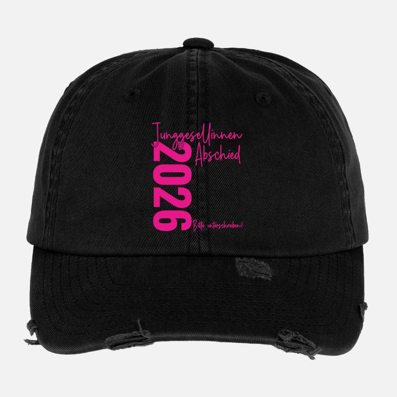 Junggesellinnenabschied 2026 Bitte unterschreiben! Flexfit Vintage Destroyed Cap