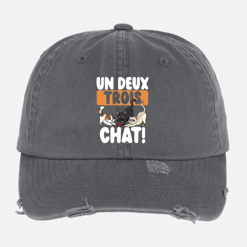  Eins, Zwei, Drei Katzen, Süße Katzen, Flexfit Vintage Destroyed Cap