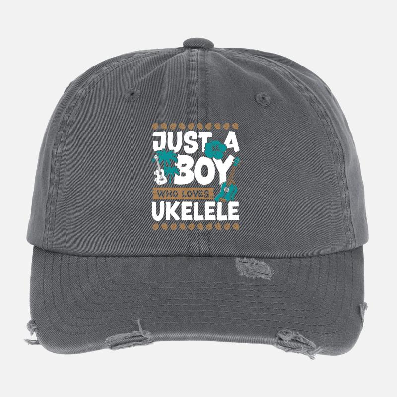 Hawaiian Ukulele Uke Boy Just A Flexfit Vintage Destroyed Cap