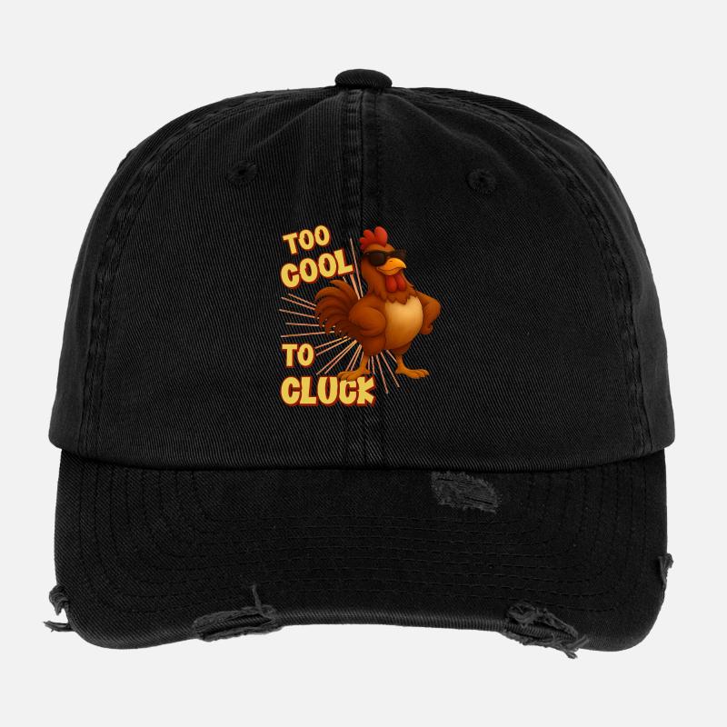 Too cool to cluck, chicken cool Flexfit Vintage Destroyed Cap