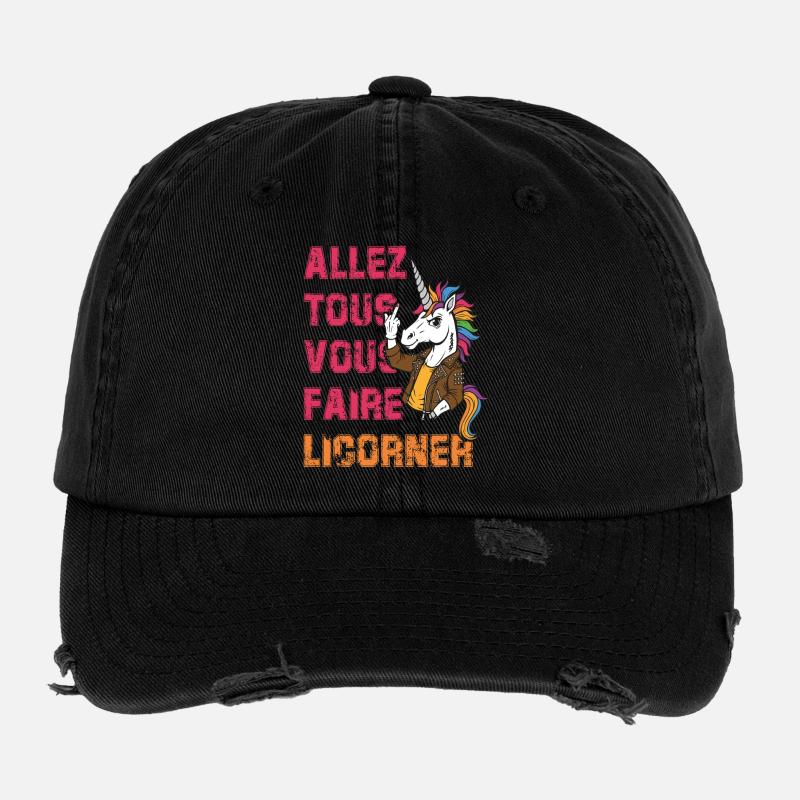 Licorne Rebelle Humour Casquette vintage effet usé Flexfit