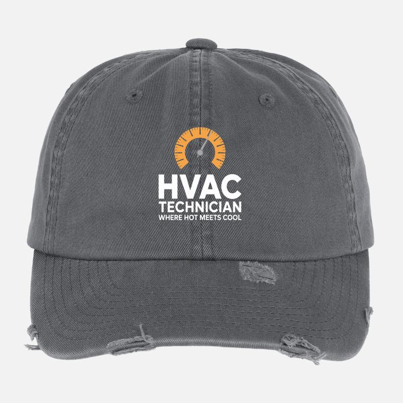 HVAC Reparatur Klima Technik Experte Arbeiter Flexfit Vintage Destroyed Cap