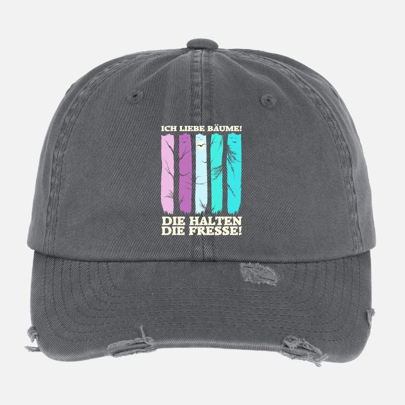 Forest Nature Trees Nature Lover Forest Bathing Gift Flexfit Vintage Destroyed Cap
