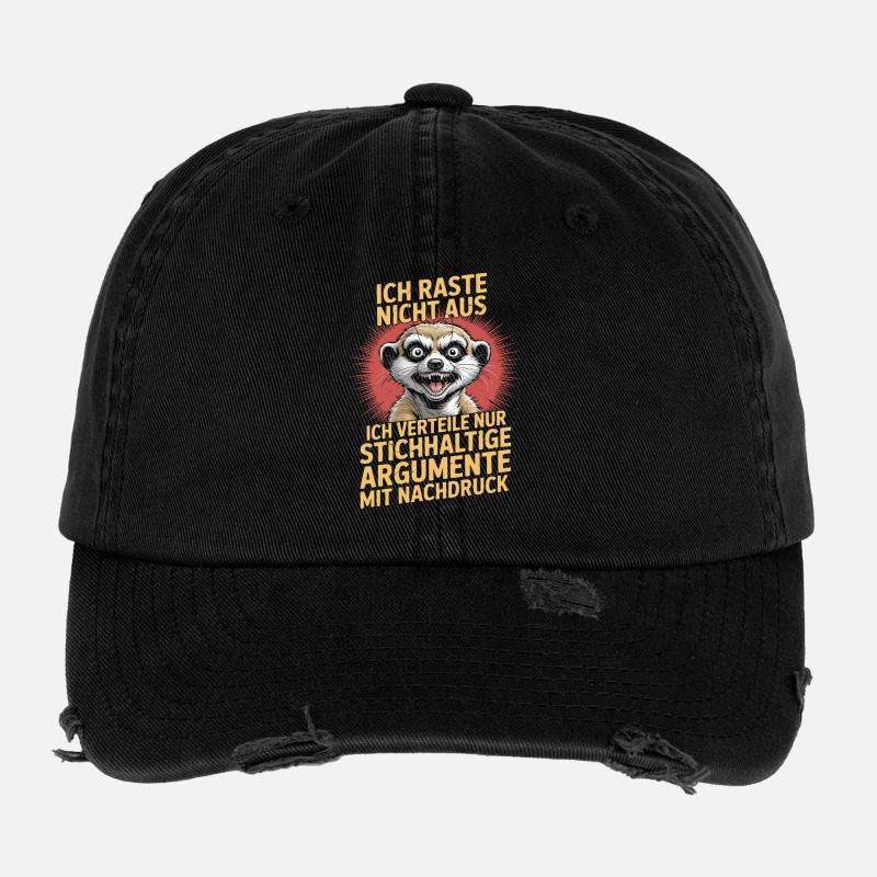 Erdmännchen stichhaltige Argumente Gag Flexfit Vintage Destroyed Cap