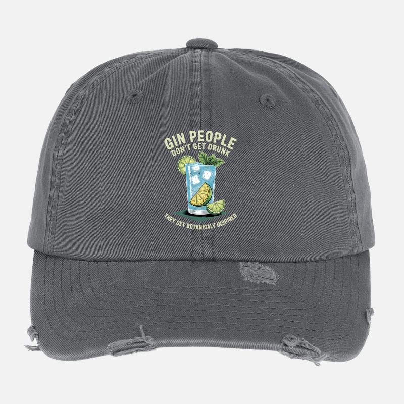 Gin People Don't Get Drunk Botanicaly Inspired Flexfit Vintage Destroyed Cap