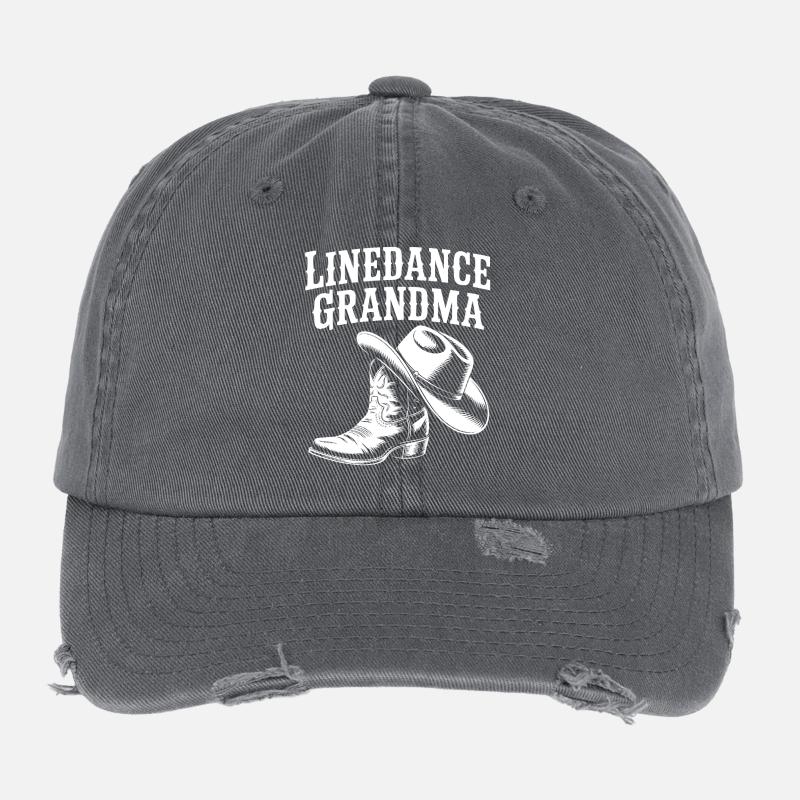Line Dance Grandma Cowboy Boot Flexfit Vintage Destroyed Cap