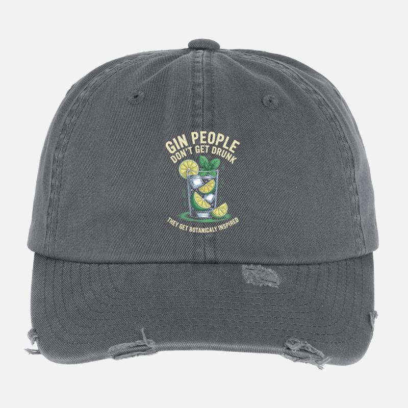 Gin People Dont Get Drunk Botanicaly Inspired Flexfit Vintage Destroyed Cap