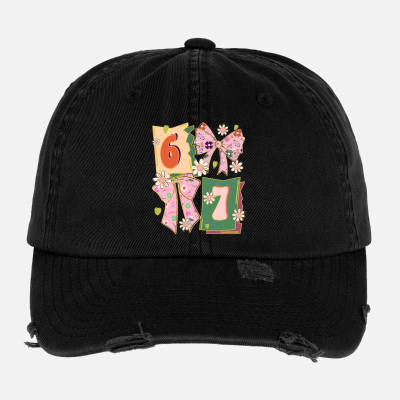 Retro 67 Pink Coquette Bow Style Flexfit Vintage Destroyed Cap