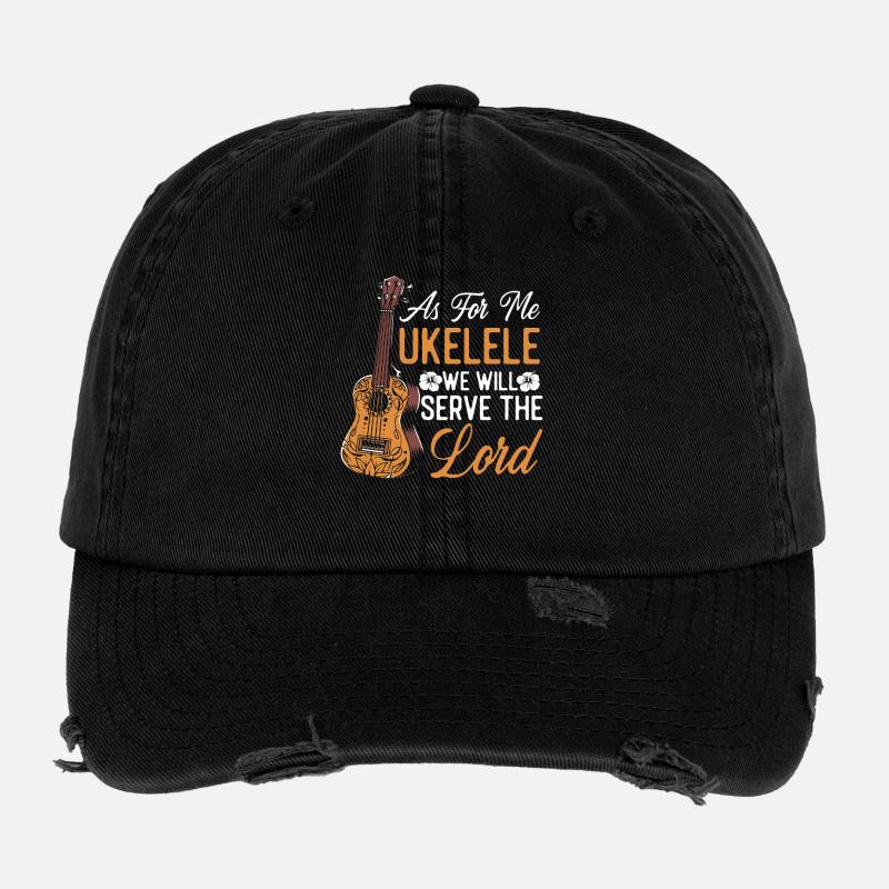 Hawaiian Ukulele Uke Jesus Faith - Flexfit Vintage Destroyed Cap - Schwarz