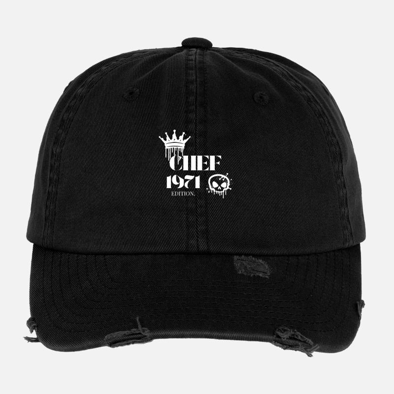 Chef Edition 1971 54 Geburtstag Spruch - Flexfit Vintage Destroyed Cap - Schwarz